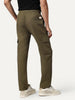 Men's Olive Straight Fit Linen Cargo Pants with 6 Pockets