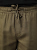 Men's Olive Straight Fit Linen Cargo Pants with 6 Pockets