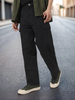 Men's Black Loose Baggy Fit Solid Cargo Chino Pant with 6 Pockets Non-Stretchable