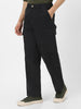 Men's Black Loose Baggy Fit Solid Cargo Chino Pant with 6 Pockets Non-Stretchable