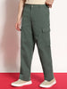 Men's Light Grey Loose Baggy Fit Solid Cargo Chino Pant with 6 Pockets Non-Stretchable