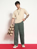 Men's Light Grey Loose Baggy Fit Solid Cargo Chino Pant with 6 Pockets Non-Stretchable