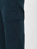 Men's Navy Loose Baggy Fit Solid Cargo Chino Pant with 6 Pockets Non-Stretchable