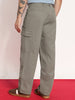 Men's Steel Grey Loose Baggy Fit Solid Cargo Chino Pant with 6 Pockets Non-Stretchable