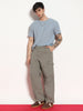 Men's Steel Grey Loose Baggy Fit Solid Cargo Chino Pant with 6 Pockets Non-Stretchable