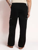 Men's Black Loose Baggy Fit Cargo Jogger Chino Pant with 6 Pockets Stretchable