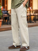 Men's Cream Loose Baggy Fit Cargo Jogger Chino Pant with 6 Pockets Stretchable