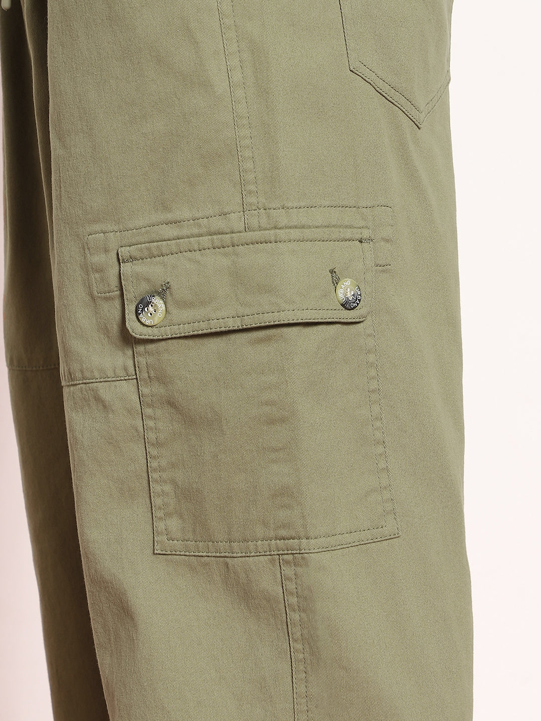 Men's Light Olive Loose Baggy Fit Cargo Jogger Chino Pant with 6 Pockets Stretchable