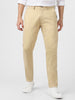 Men's Beige Cotton Slim Fit Casual Chinos Trousers Stretch