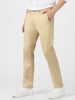 Men's Beige Cotton Slim Fit Casual Chinos Trousers Stretch