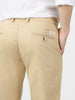 Men's Beige Cotton Slim Fit Casual Chinos Trousers Stretch