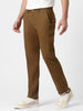Men's Brown Cotton Slim Fit Casual Chinos Trousers Stretch