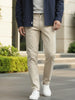 Men's Slim Fit Cream Casual Trousers Stretchable