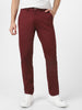 Men's Dark Maroon Cotton Slim Fit Casual Chinos Trousers Stretch