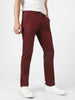 Men's Dark Maroon Cotton Slim Fit Casual Chinos Trousers Stretch