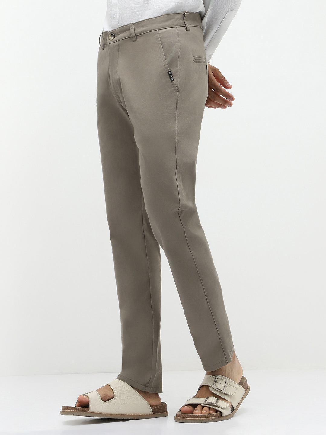 Men's Grey Slim Fit Stretchable Casual Chinos