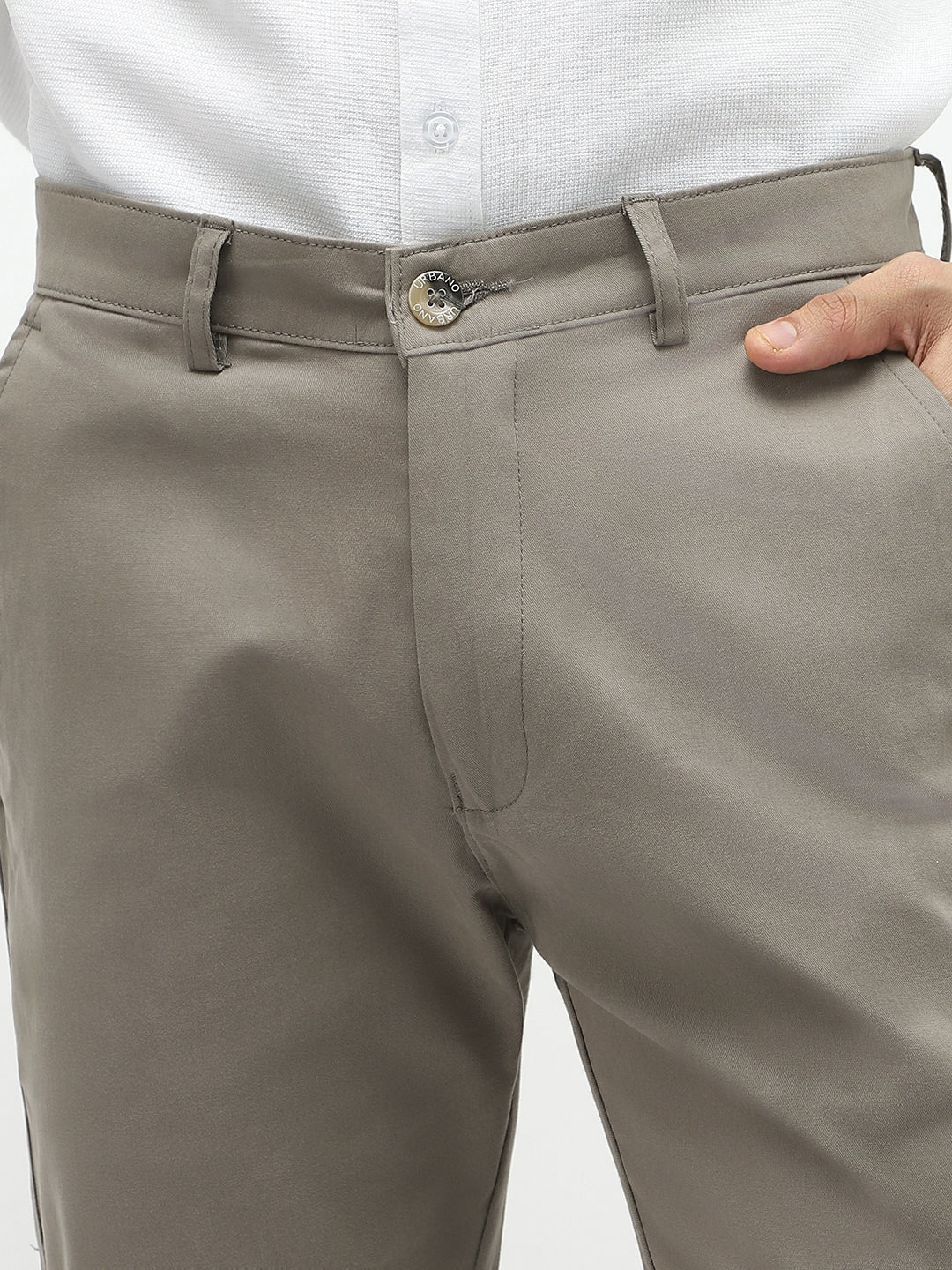 Men's Grey Slim Fit Stretchable Casual Chinos