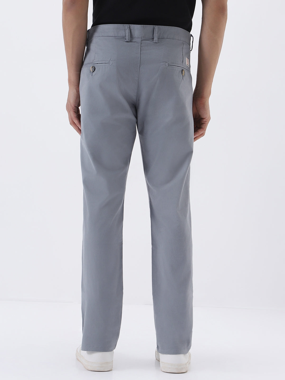 Men's Light Blue Cotton Slim Fit Casual Chinos Trousers Stretch