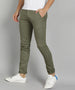 Men's Olive Green Cotton Slim Fit Casual Chinos Trousers Stretch