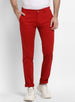 Urbano Fashion Men's Red Cotton Slim Fit Casual Chinos Trousers Stretch