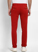Men's Red Cotton Slim Fit Casual Chinos Trousers Stretch