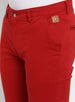 Men's Red Cotton Slim Fit Casual Chinos Trousers Stretch