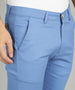 Urbano Fashion Men's Sky Blue Cotton Slim Fit Casual Chinos Trousers Stretch