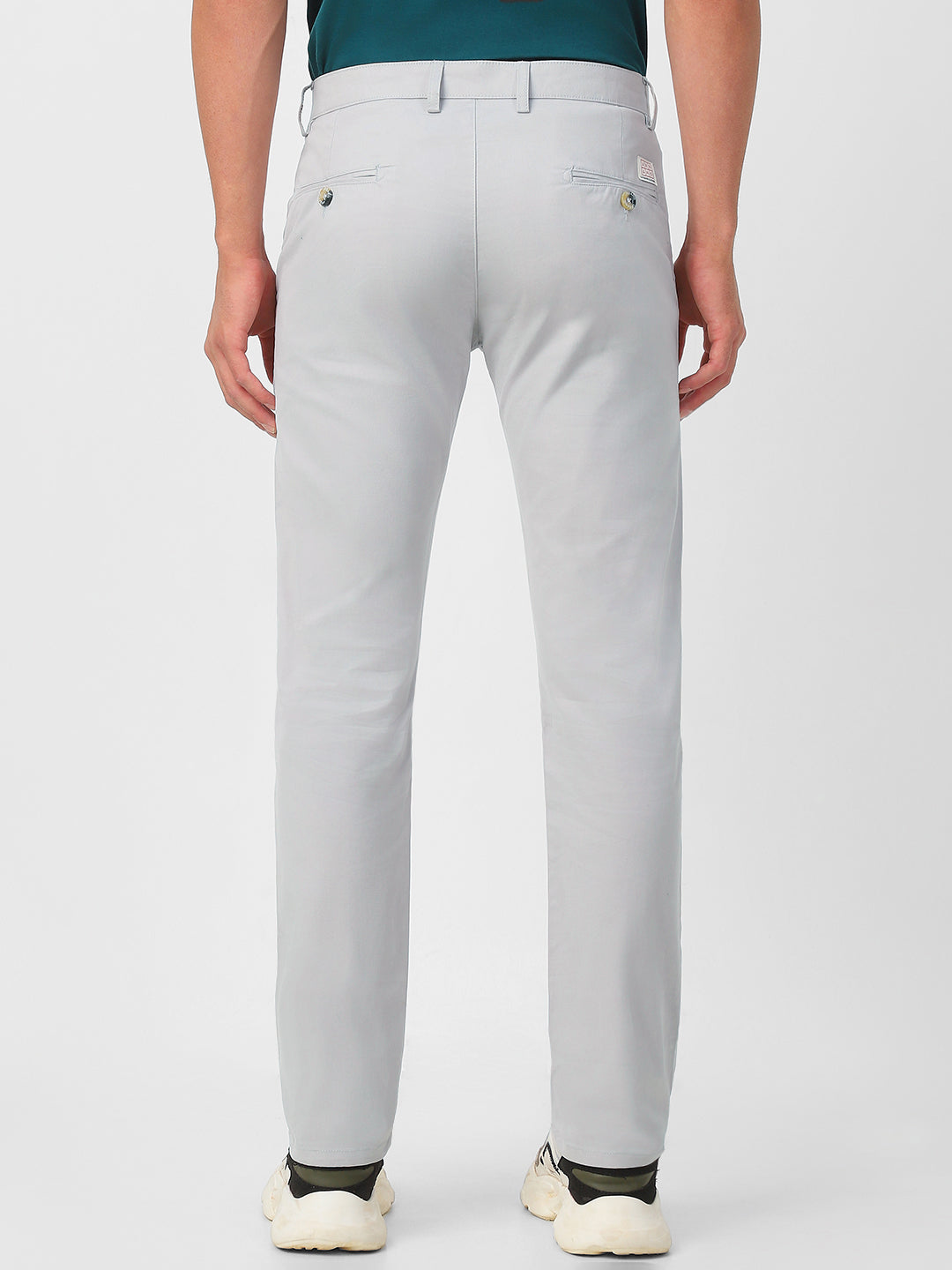 Men's Light Grey Cotton Slim Fit Casual Chinos Trousers Stretch