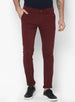 Men's Maroon Cotton Slim Fit Casual Chinos Trousers Stretch