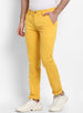 Men's Yellow Cotton Slim Fit Casual Chinos Trousers Stretch