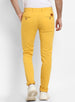 Men's Yellow Cotton Slim Fit Casual Chinos Trousers Stretch