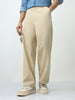 Men's Beige Loose Baggy Fit Solid Chino Trousers Non-Stretchable