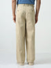 Men's Beige Loose Baggy Fit Solid Chino Trousers Non-Stretchable