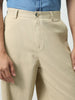 Men's Beige Loose Baggy Fit Solid Chino Trousers Non-Stretchable