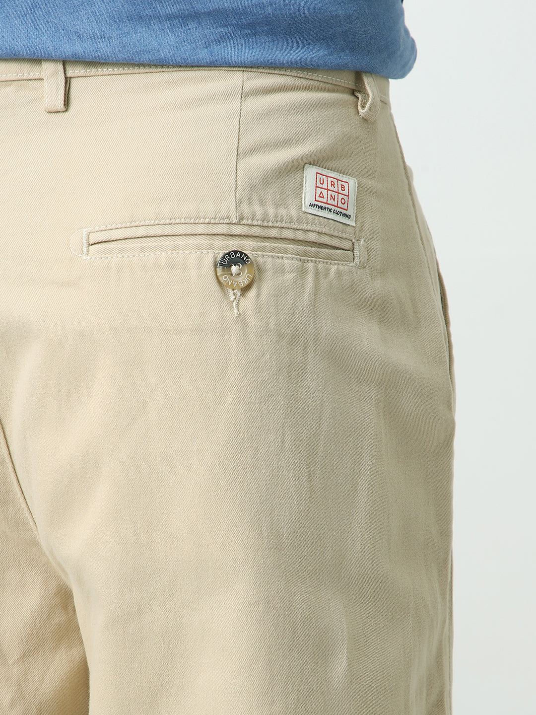 Men's Beige Loose Baggy Fit Solid Chino Trousers Non-Stretchable