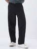 Men's Black Loose Baggy Fit Solid Chino Trousers Non-Stretchable