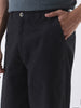 Men's Black Loose Baggy Fit Solid Chino Trousers Non-Stretchable