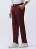 Men's Dark Maroon Cotton Regular Fit Casual Chinos Trousers Stretch