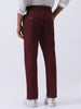 Men's Dark Maroon Cotton Regular Fit Casual Chinos Trousers Stretch