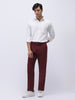 Men's Dark Maroon Cotton Regular Fit Casual Chinos Trousers Stretch
