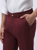Men's Dark Maroon Cotton Regular Fit Casual Chinos Trousers Stretch