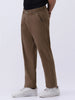 Men's Dark Taupe Cotton Regular Fit Casual Chinos Trousers Stretch