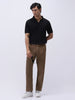 Men's Dark Taupe Cotton Regular Fit Casual Chinos Trousers Stretch