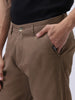 Men's Dark Taupe Cotton Regular Fit Casual Chinos Trousers Stretch