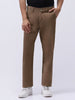 Men's Dark Taupe Cotton Regular Fit Casual Chinos Trousers Stretch