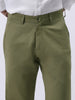 Men's Light Olive Cotton Regular Fit Casual Chinos Trousers Stretch