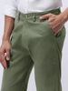 Men's Sage Green Cotton Regular Fit Casual Chinos Trousers Stretch