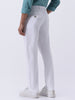 Men's White Cotton Regular Fit Casual Chinos Trousers Stretch