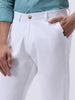 Men's White Cotton Regular Fit Casual Chinos Trousers Stretch