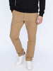 Men's Beige Straight Fit Mid Rise Cotton Casual Chinos Trousers Stretch